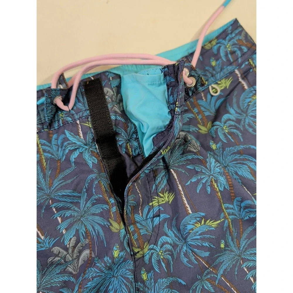 American Eagle Board Shorts Mens M Blue Palm‎ Trees Swim Beach Pool Vacation